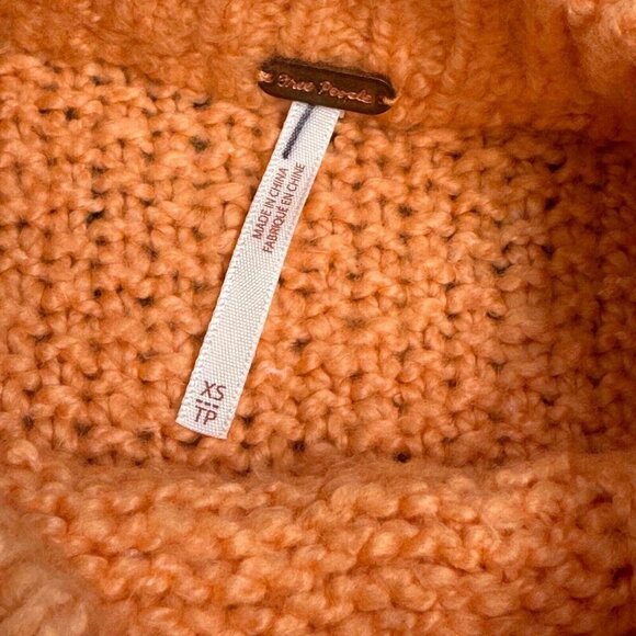 Free People Women's Loveship Sweater Cable Knit‎  Slouchy Relaxed Fit Orange XS - Picture 9 of 13